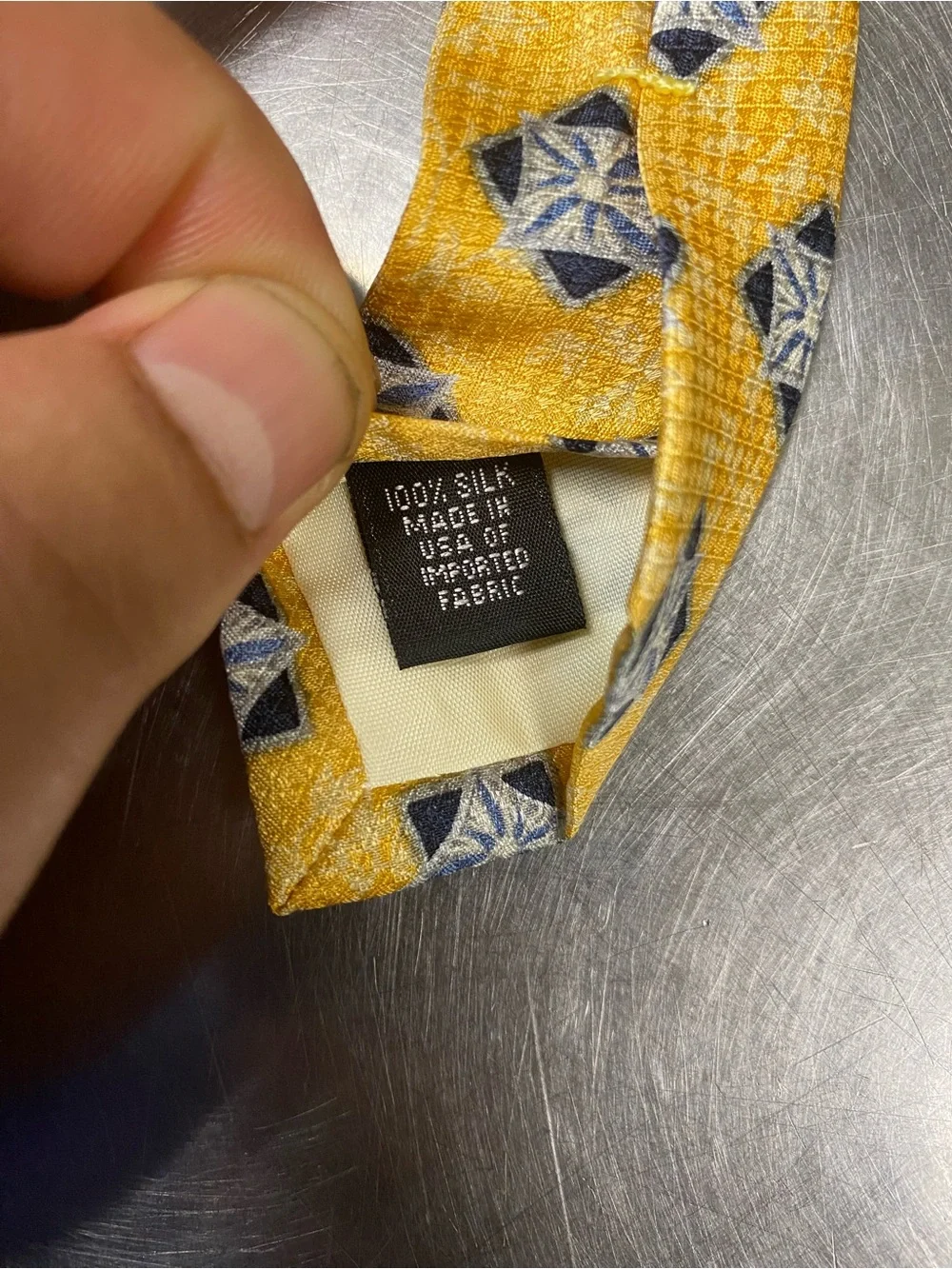 Jos. A. Bank Yellow Geometric Medallion Silk Tie